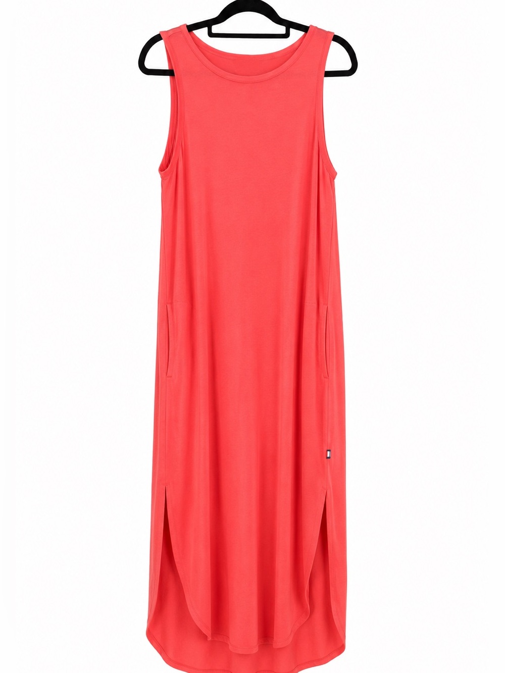 Kit + Ace Coral Sleeveless Maxi Dress Side Slits Pockets Size S